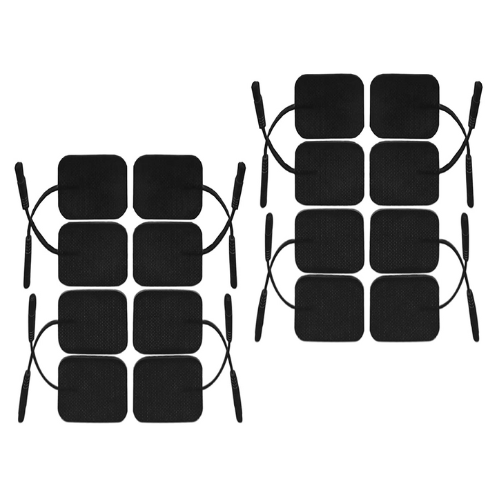 iStim Super Soft 5x5cm TENS EMS Unit Self-Adhesive Electrodes Pad for TENS EMS Units with 2mm Connector for Pain Treatment, Muscle Growth, Toning and Massage (5x5cm, 16 Pieces, Black)