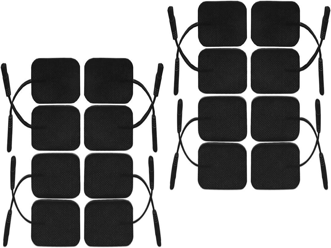 iStim Super Soft 5x5cm TENS EMS Unit Self-Adhesive Electrodes Pad for TENS EMS Units with 2mm Connector for Pain Treatment, Muscle Growth, Toning and Massage (5x5cm, 16 Pieces, Black)