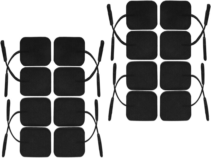 iStim Super Soft 5x5cm TENS EMS Unit Self-Adhesive Electrodes Pad for TENS EMS Units with 2mm Connector for Pain Treatment, Muscle Growth, Toning and Massage (5x5cm, 16 Pieces, Black)
