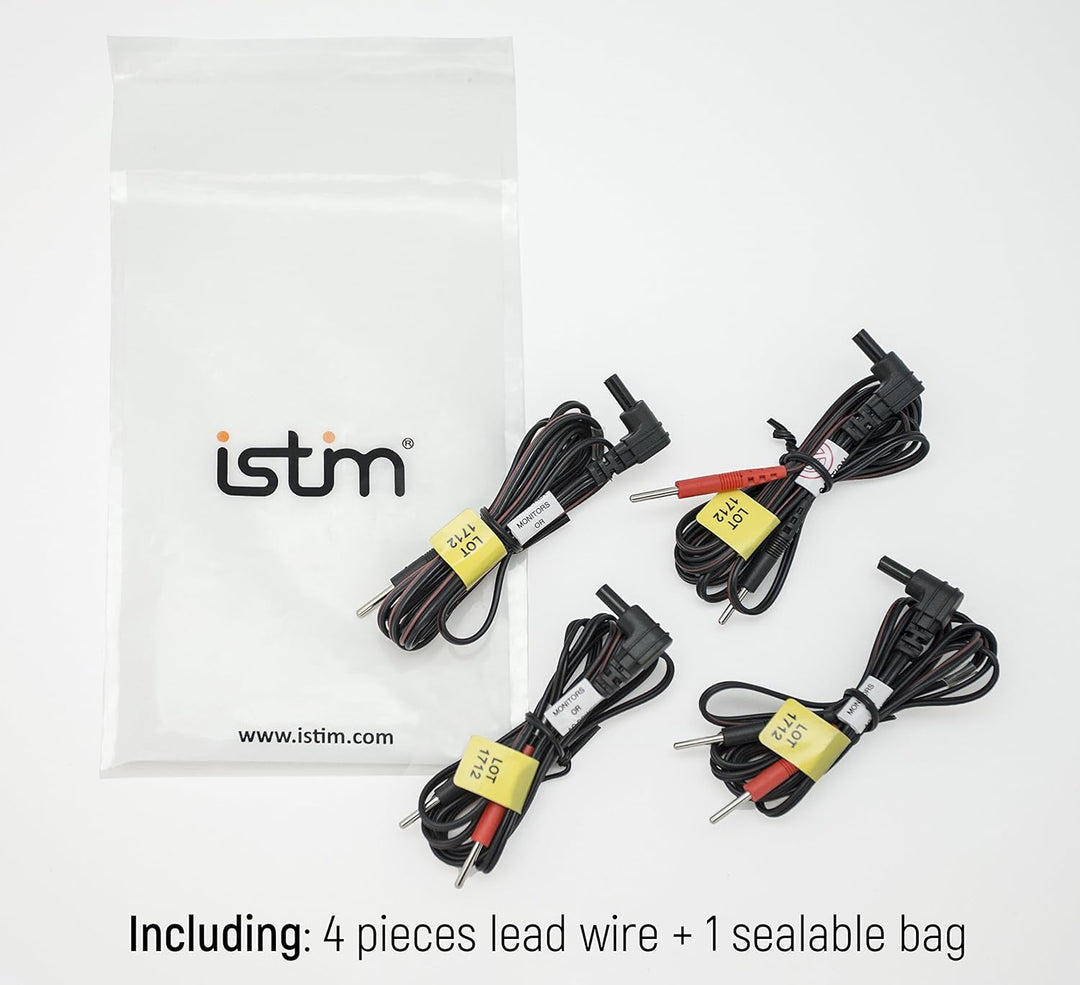 iStim 45" Lead Wires Replacement for TENS/EMS/IF Electrodes Units Pads /∅2mm pin Cable connectors (4 Pieces)