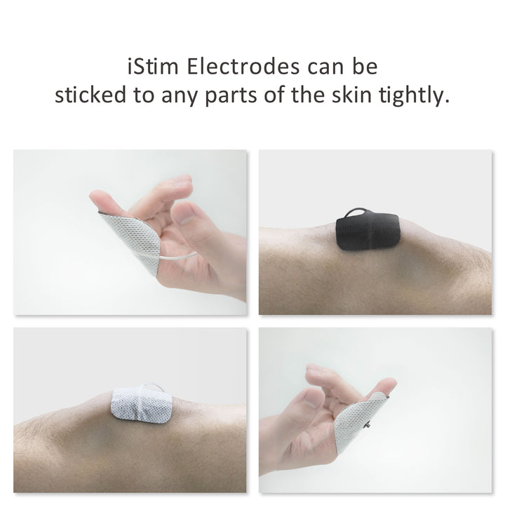 iStim Super Soft 5x5cm TENS Unit Self-Adhesive Electrodes for TENS EMS Units with 2mm Connector -Electrode Pads for Pain Treatment, Muscle Growth, Toning and Massage (5x5cm-48 Pieces-White)