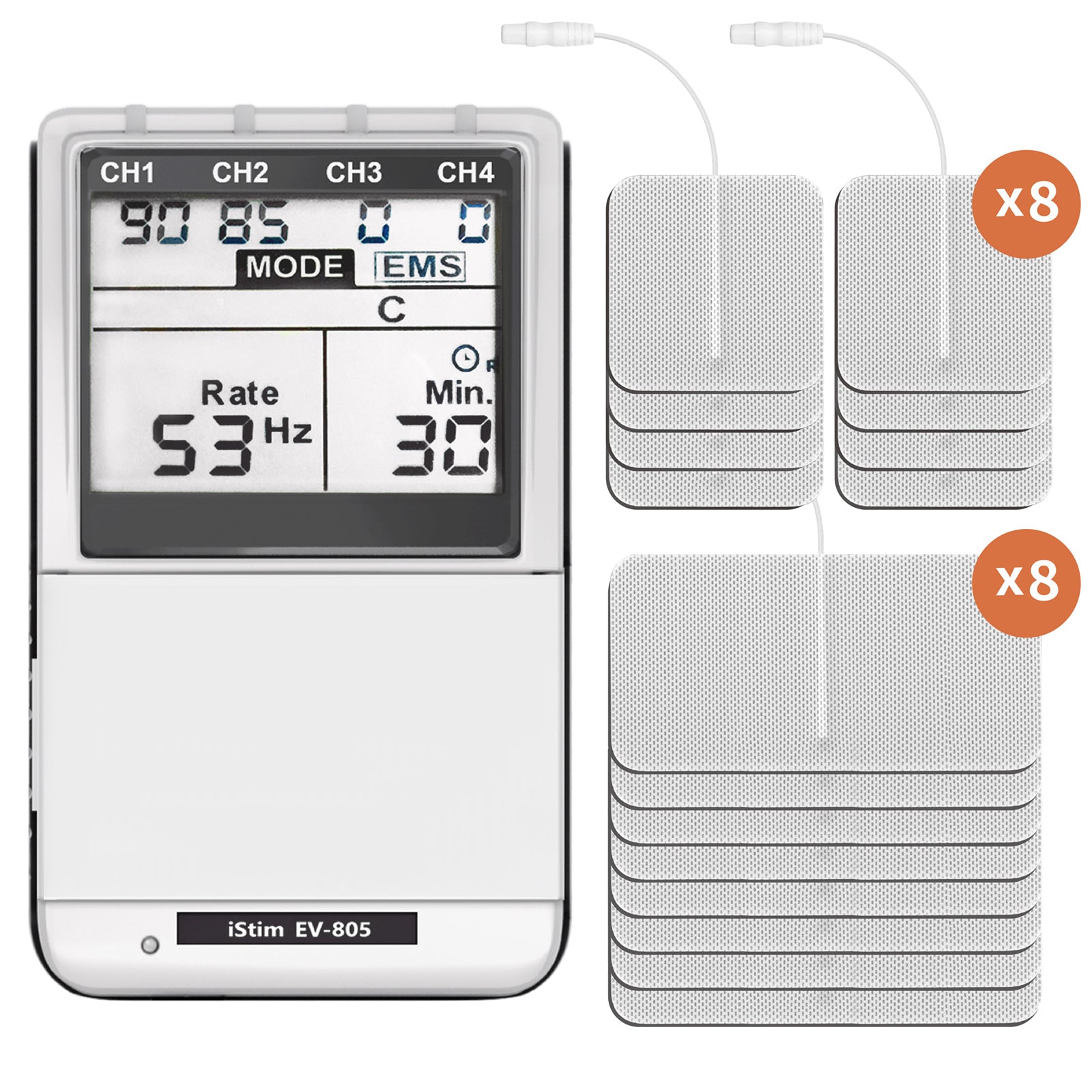 iSTIM EV-805 TENS EMS 4 Channel Combo Machine Unit - Muscle Stimulator ...