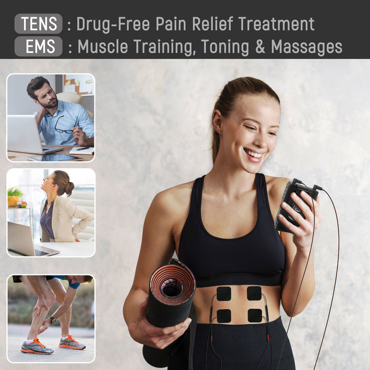 iStim EV-804 TENS/EMS 2 Channel Combo Machine - Muscle Stimulator + Back Pain Relief and Pain Management- 7 modes/24 Programs(Including Electrodes Pads)
